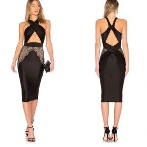 Michael Costello Black and Gold Dress